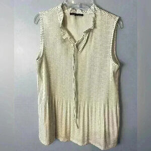 Sleeveless Pleated Ruffle Blouse Adrianna Papell small